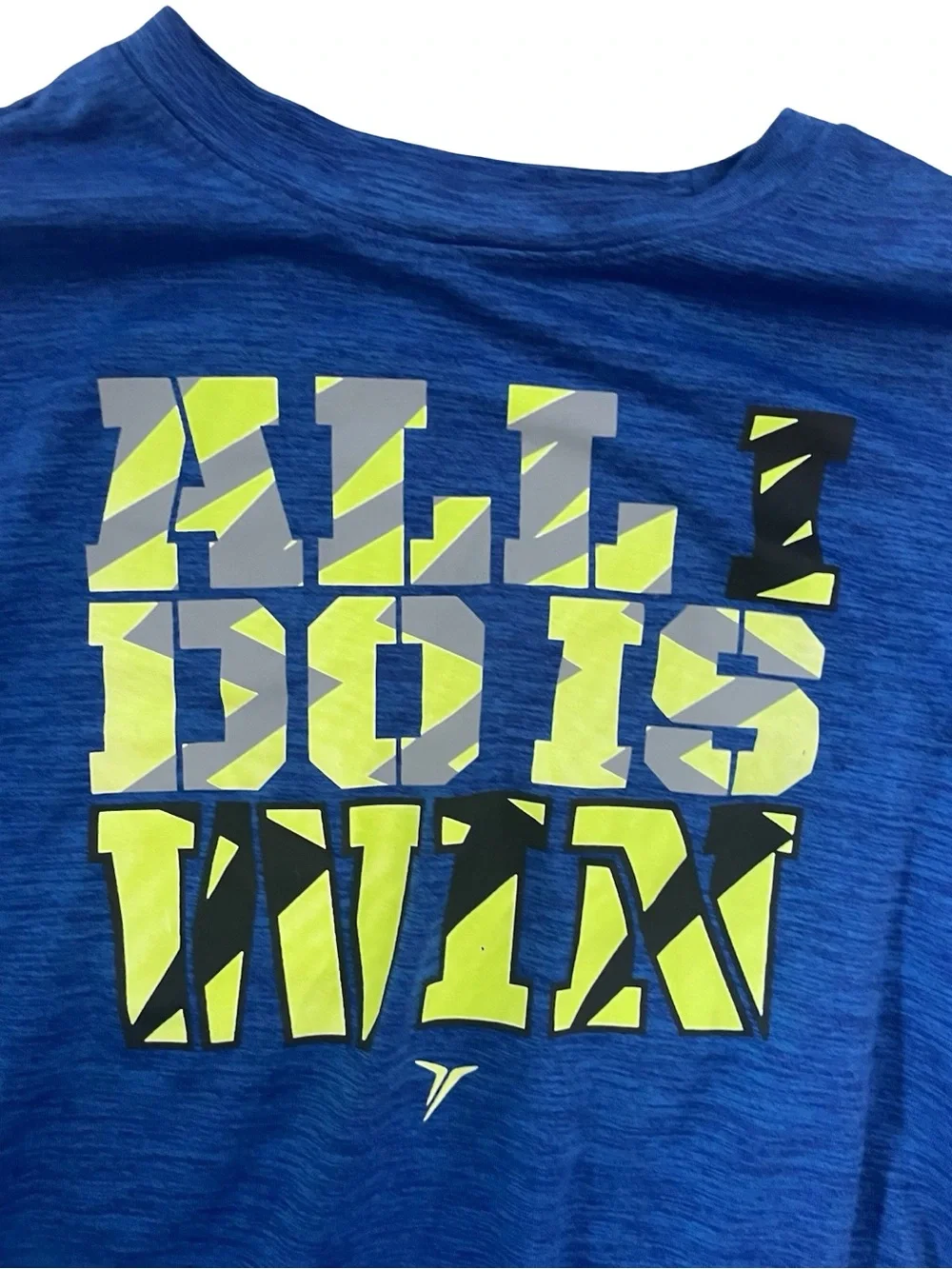 Old Navy Blue Long-Sleeve Graphic Tee with Neon Green Accent